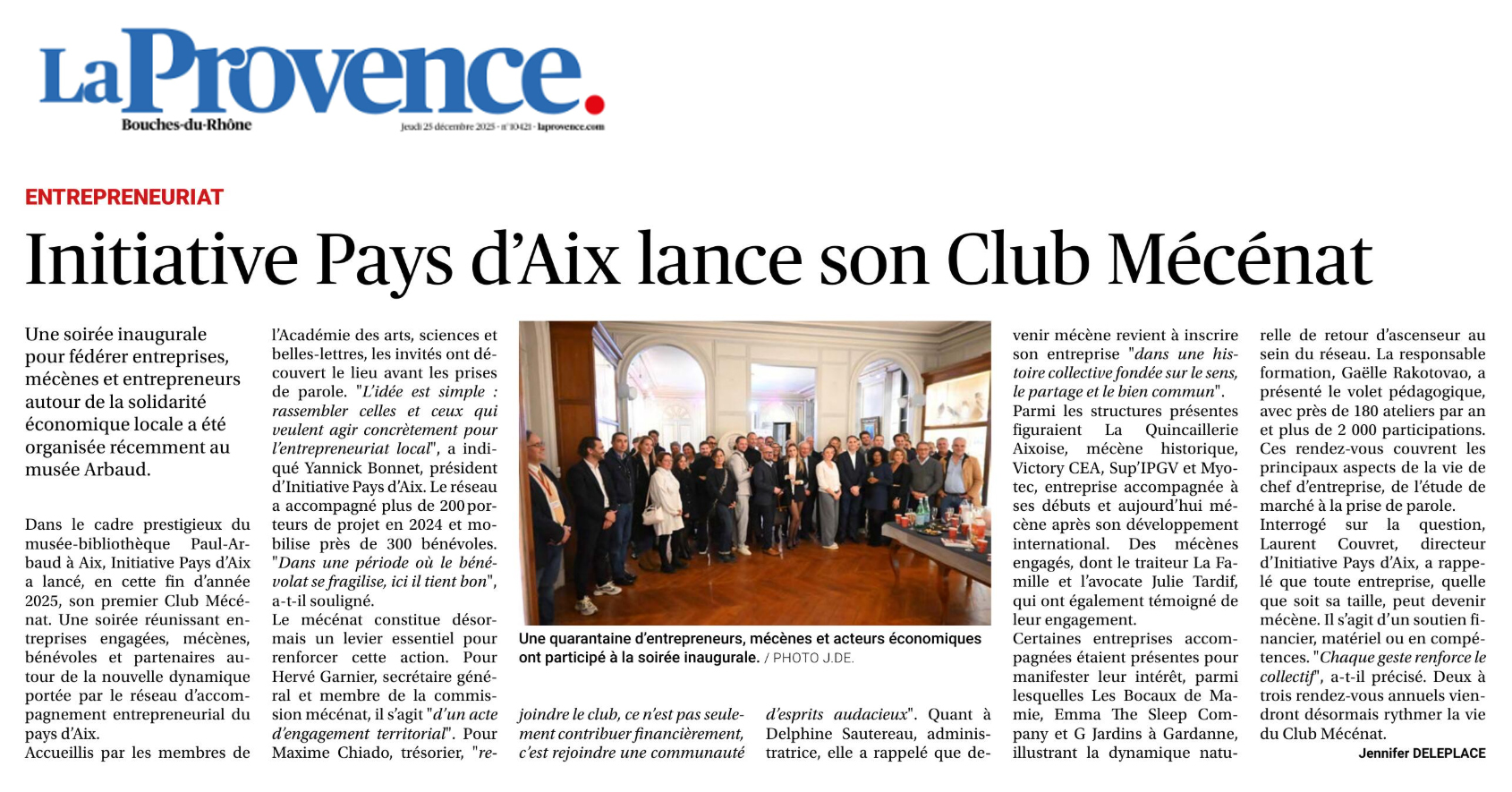 la provence - article club mécénat